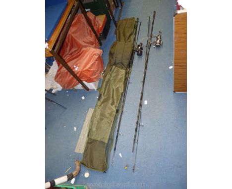 Two Thompson C-14 Carp Rods, one fitted with a Shakespeare Beta 14lbs/250 yard reel, gear ratio 5.1:1, the other with a Shima