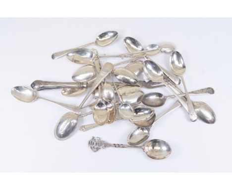 A collection of silver spoons, 19th Century to 20th Century also golfing interest, gross weight approx including filled handl