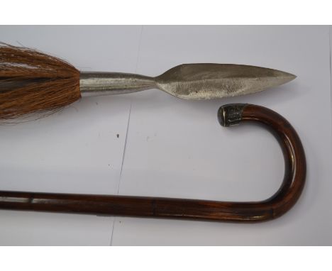 Reproduction African spear and a walking stick