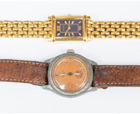 A 1940's Aviators waterproof watch with leather strap and a ladies Rotary watch with a gilt strap