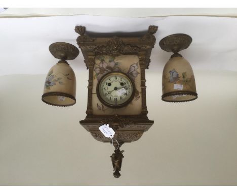 Late 19th Century bronzed mantel clock, made in Paris, with Adams style enamel face with Arabic numerals with hand painted ce