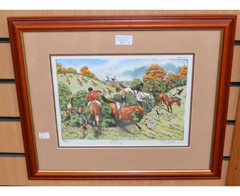 A collection of hand painted hunting pictures by R Allen and Bob Farndon