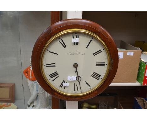 19th Century mahogany cased wall clock, Roman numerals, Michael Forrest Hathern?