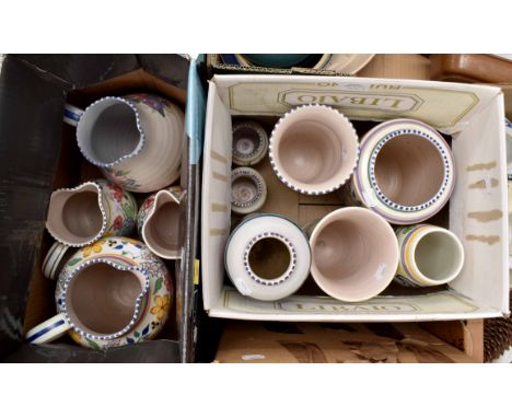 Assorted Poole Pottery jugs and vases (2 boxes) AF
