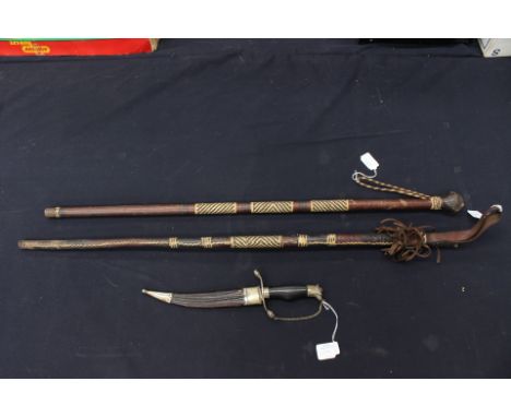 African Knobkerrie and staff together with a dagger (3)