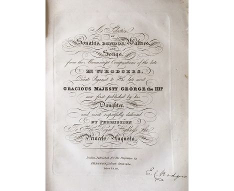 A Selection of Sonatas, Rondos, Waltzes, and Songs, by Wm. Rodgers, Private Organist to His late most Gracious Majesty George