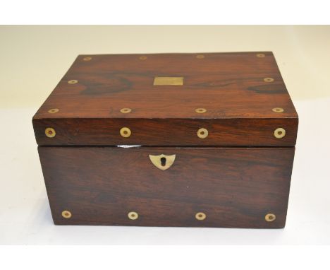 A Regency rosewood work box, mother of pearl dot inlay