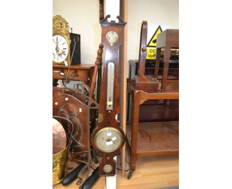 A 19th Century rosewood F. Pini aneroid barometer, incorporating a spirit level