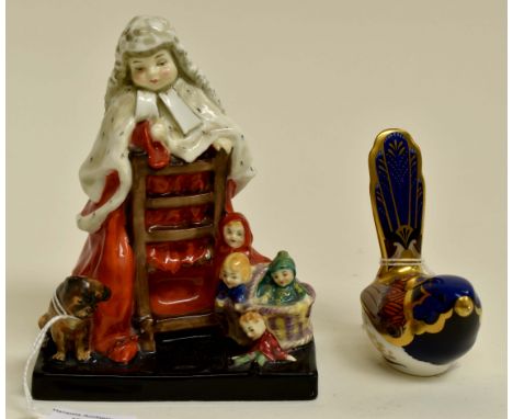 Royal Doulton HN1264 Judge &amp; Jury (AF) along with Royal Crown Derby robin paperweight with gold stopperCONDITION:Crack th