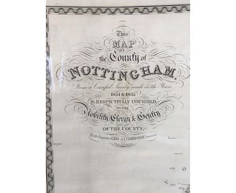 A scarce large-scale map of Nottingham by George Sanderson, engraved by J. &amp; C. Walker, published 15 February 1836. Issue