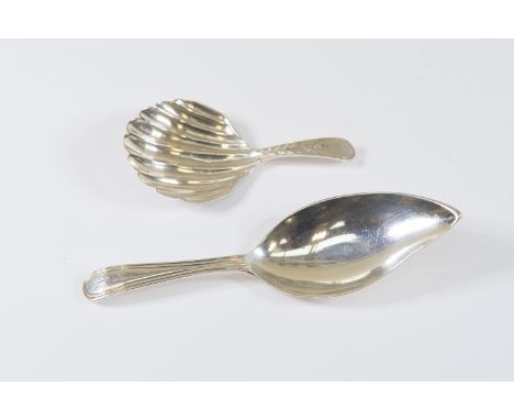 Two Silver Caddy Spoons, one shell shape London 1796, the other London 1803, Thomas Wallis