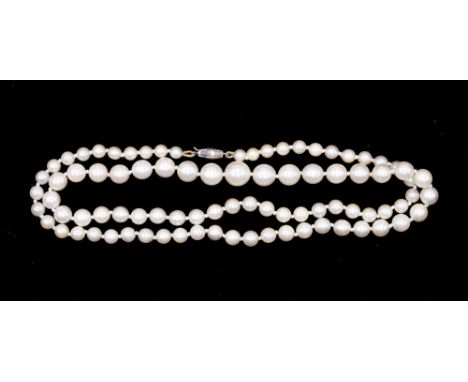 A Ciro cultured pearl necklace, graduated pearls on a 9ct white&nbsp; gold barrel clasp, length approx 18'' along with origin