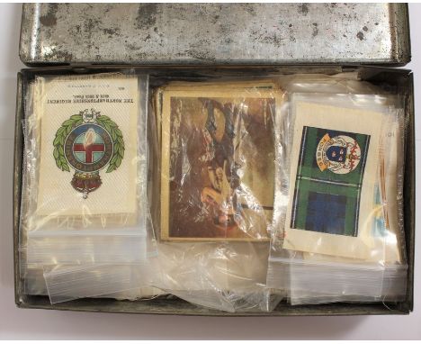 A collection of silks and canvasses, 62 canvas masterpieces spinet silks, six postcard size BDV league colours, 38 military a
