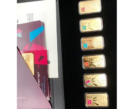 London 2012 Commemorative 24ct Gold plated Set of 6 ingots.