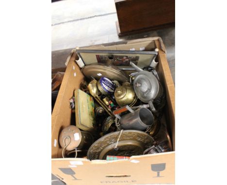 ***MINERS LAMP AND WHISTLE HAVE BEEN WITHDRAWN FROM THIS LOT*** Assorted brass and copper items including miners lamp and lar