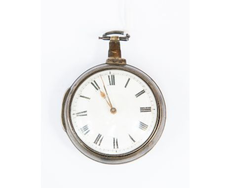 A silver pear cased pocket watch, enamel dial, Roman numerals, verge movement, case engraved Henry Howard 1810, outer cased i