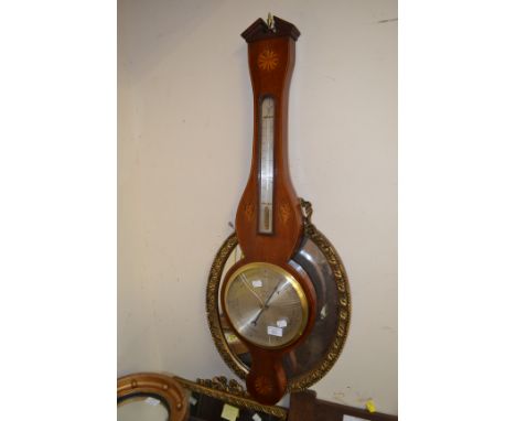 A 19th Century D. Gally of London mahogany aneroid barometer, inlaid (s.d)&nbsp;