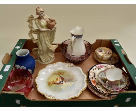 Collection of mixed late 19th Century and 20th Century ceramic and china including Dresden Royal Worcester jug, Jasper ware, 