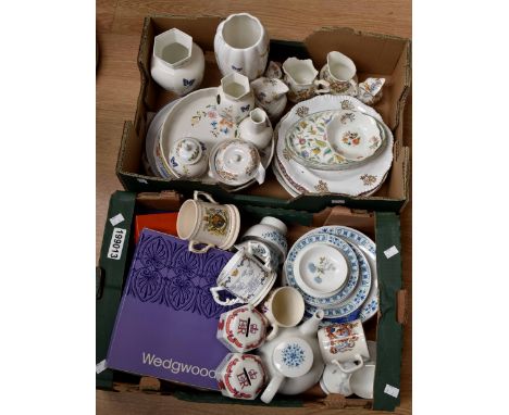 Collection of Aynsley Midwinter Royal Crown Derby Posie pattern, Wedgwood etc, two boxes approx