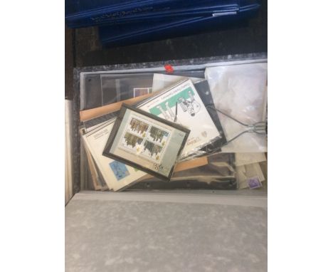 Two box files containing GB stamps, First Day Covers, mint packs, loose mounting sheets, etc (2)