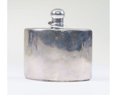 A late Victorian Sterling silver hip flask, Sheffield 1898, makers mark for James Dixon &amp; Sons, of semi-circular form, ha