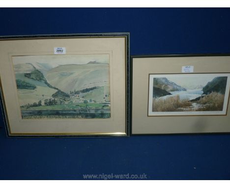 A limited edition Print of Lake Talyllyn, North Wales by David Evans, and one other of Mendenhall glacier.