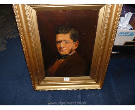 A gilt framed print on canvas, Portrait of a Gentleman, a/f