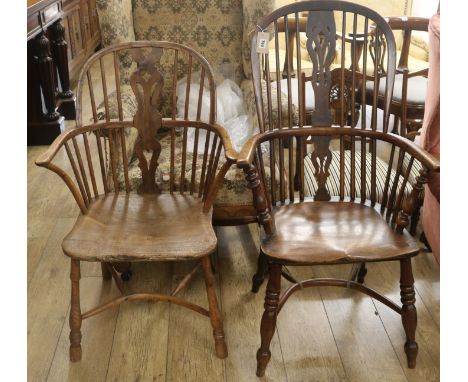 A Windsor stick back chair and another