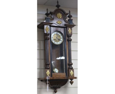 A late 19th century mahogany Vienna eight day wall clock