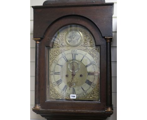 A Richard Wills of Truro late 18th century oak 8 day longcase clock, H.220cm