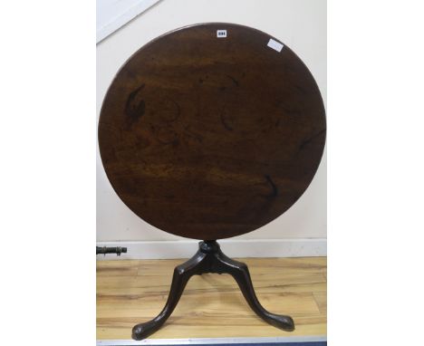 A Georgian mahogany circular tilt-top tripod table, W.81cm