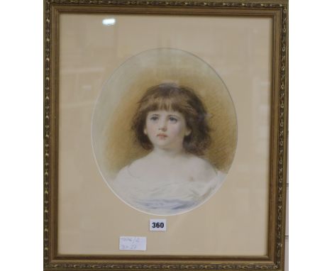 Edward Taylor (19th century), Portrait of a young girl, watercolour, tondo, 31 x 27cm