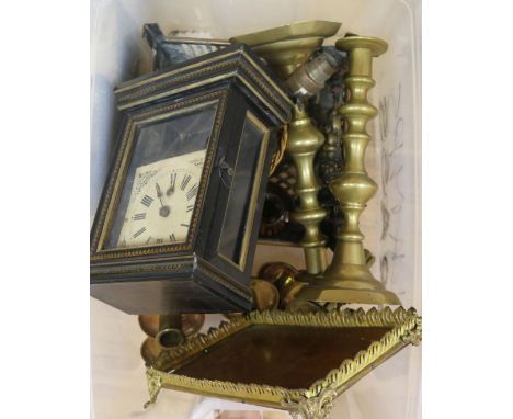 A quantity of metalware and a clock