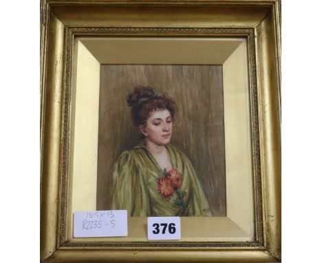 Maud Rutherford, watercolour, portrait, 15.5 x 13cm