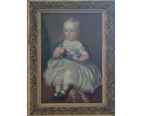 Oil on canvas, portrait of an infant, 30 x 21cm