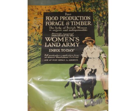 A group of assorted posters and prints, including Louis Whirter Westminster poster for London Underground and Women's Land Ar