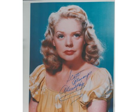 Actress Alice Faye signed 10 x 8 colour portrait photo to Scott. Good condition. All autographs come with a Certificate of Au