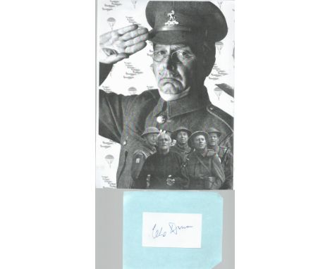 Dads Army star Clive Dunn signature piece fixed to larger card with b/w magazine photo. Good condition. All autographs come w