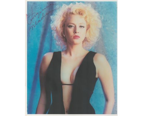 Actress Virginia Madsen signed sexy black dress 10 x 8 colour portrait photo. Good condition. All autographs come with a Cert