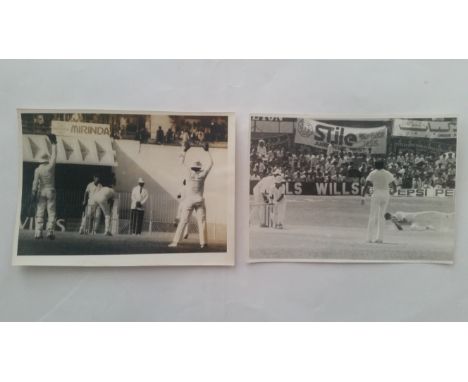 CRICKET, press photos, Australia v Pakistan 1979, two good 7 x 5's showing Saleem Malik being caught by Graham Wood from the 