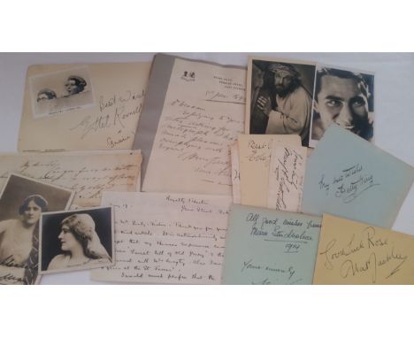 THEATRE, signed selection, inc. postcards, album pages, hand-written letters etc; Fred Douglas, John Holingshead, Yvonne Arna