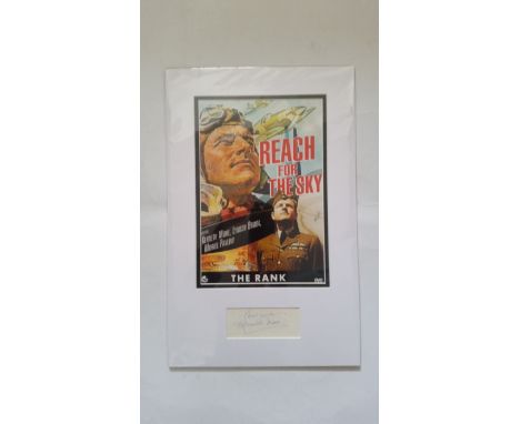 CINEMA, Reach for the Sky, signed piece by Kenneth More, overmounted beneath colour copy print photo of DVD cover, 11.75 x 18