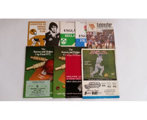 MIXED SPORT, programmes, inc. cricket, 1972 B&amp;H Cup Final (with ticket), 1966/7 Australia brochure; rugby union (mainly L