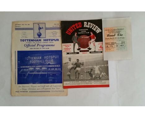 FOOTBALL, Tottenham selection, inc. 1960/1 double season programmes, v West Ham, at Manchester United (token intact); ticket,