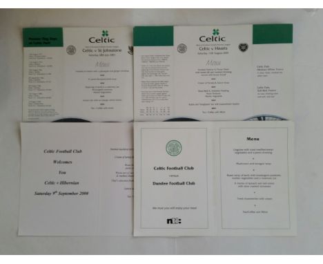 FOOTBALL, Glasgow Celtic corporate menus, mainly 2000-2001, EX, 22*