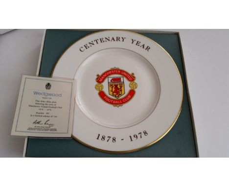 FOOTBALL, ceramic plate, Manchester United Centenary 1978, by Wedgwood, LE96/750, in original box, EX