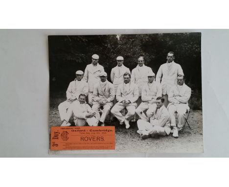 CRICKET, original ticket for Oxford v Cambridge, 1919, at Lords, with repro photo of Cambridge team, VG, 2