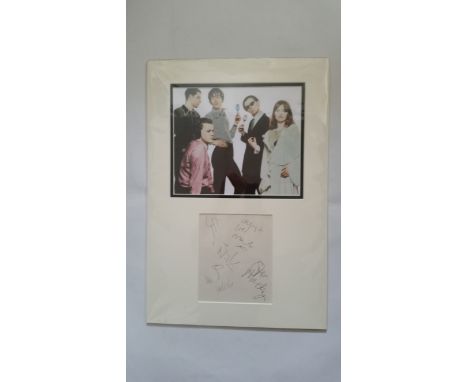 POP MUSIC, Pulp, signed large piece by all five, Jarvis Cocker, Mark Webber, Nick Banks, Candida Doyle and Steve Mackey, (fir
