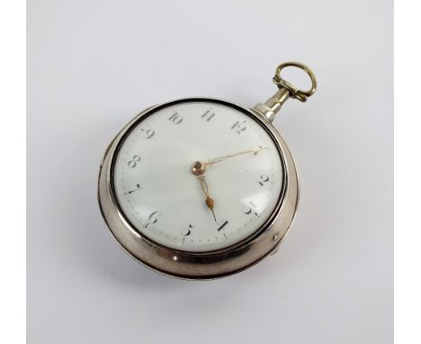 A George III silver pair cased fusee pocket watch, London 1801, by William Terry of Richmond, the white enamel dial with blac