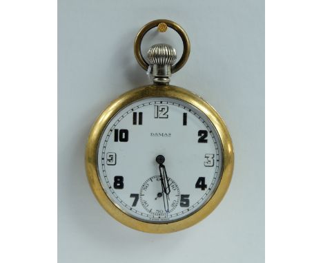 Damas Military pocket watch with white dial marked to the back with broad arrow GS/TP xx 184933 , in good working order
